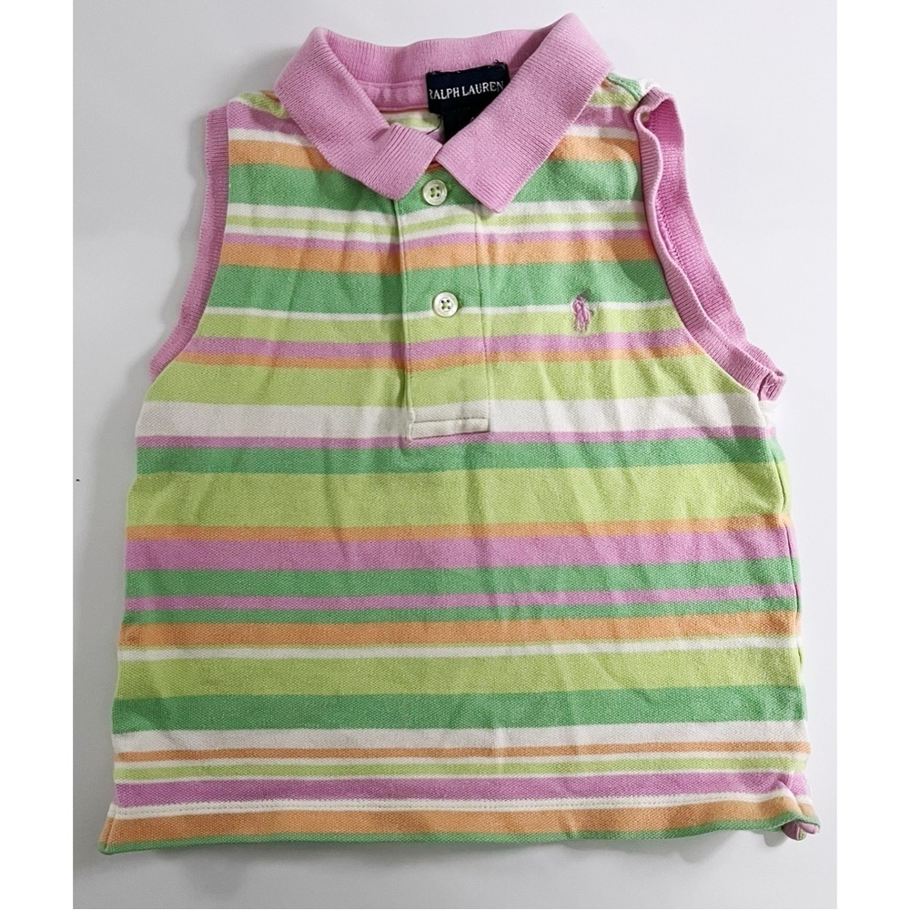 Ralph Lauren • Kids Pink Green Striped Polo